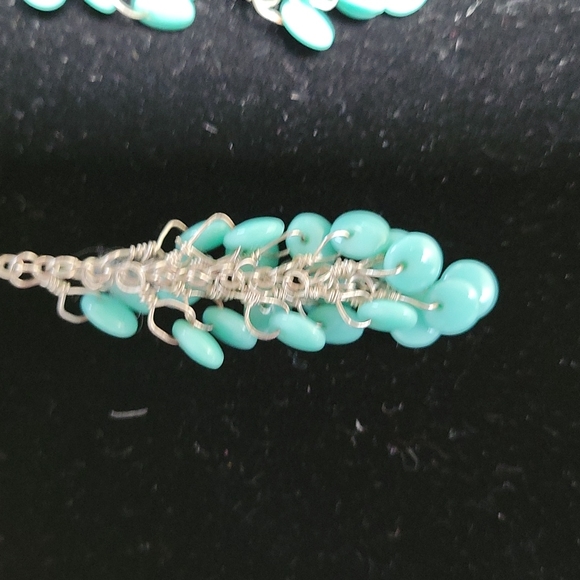 Handmade Dangle Earrings with Glass Turquoise Beads - Picture 5 of 6